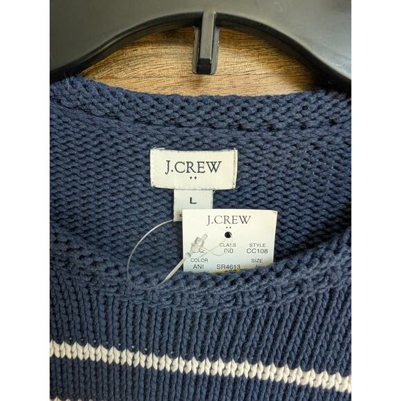 J.CREW Sweater Womens Large Navy Striped CC108 Knitted Long Sleeve Pullover - Picture 3 of 5